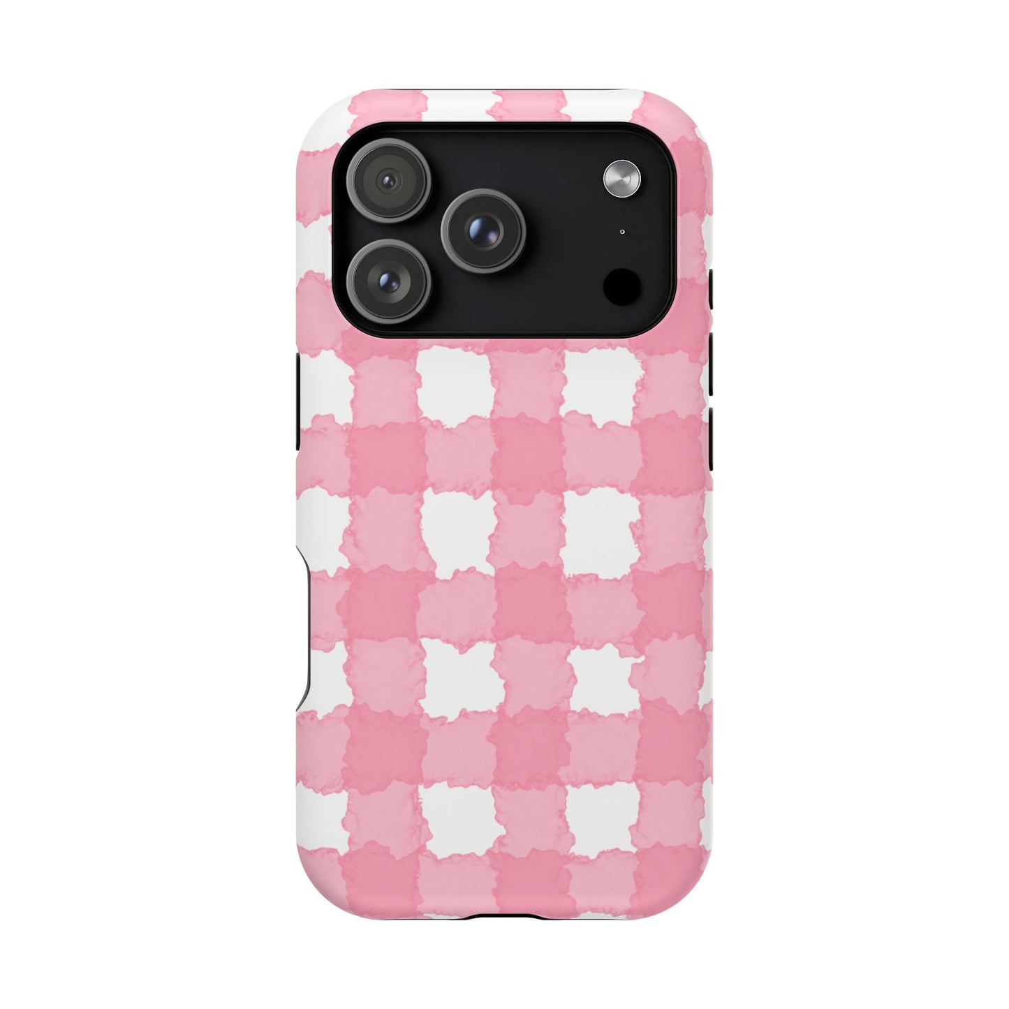 Pink Checkered Phone Case, Impact-Resistant Case, Cute Phone Cover, Unique Gift for Her, Trendy Accessories, Phone Protection