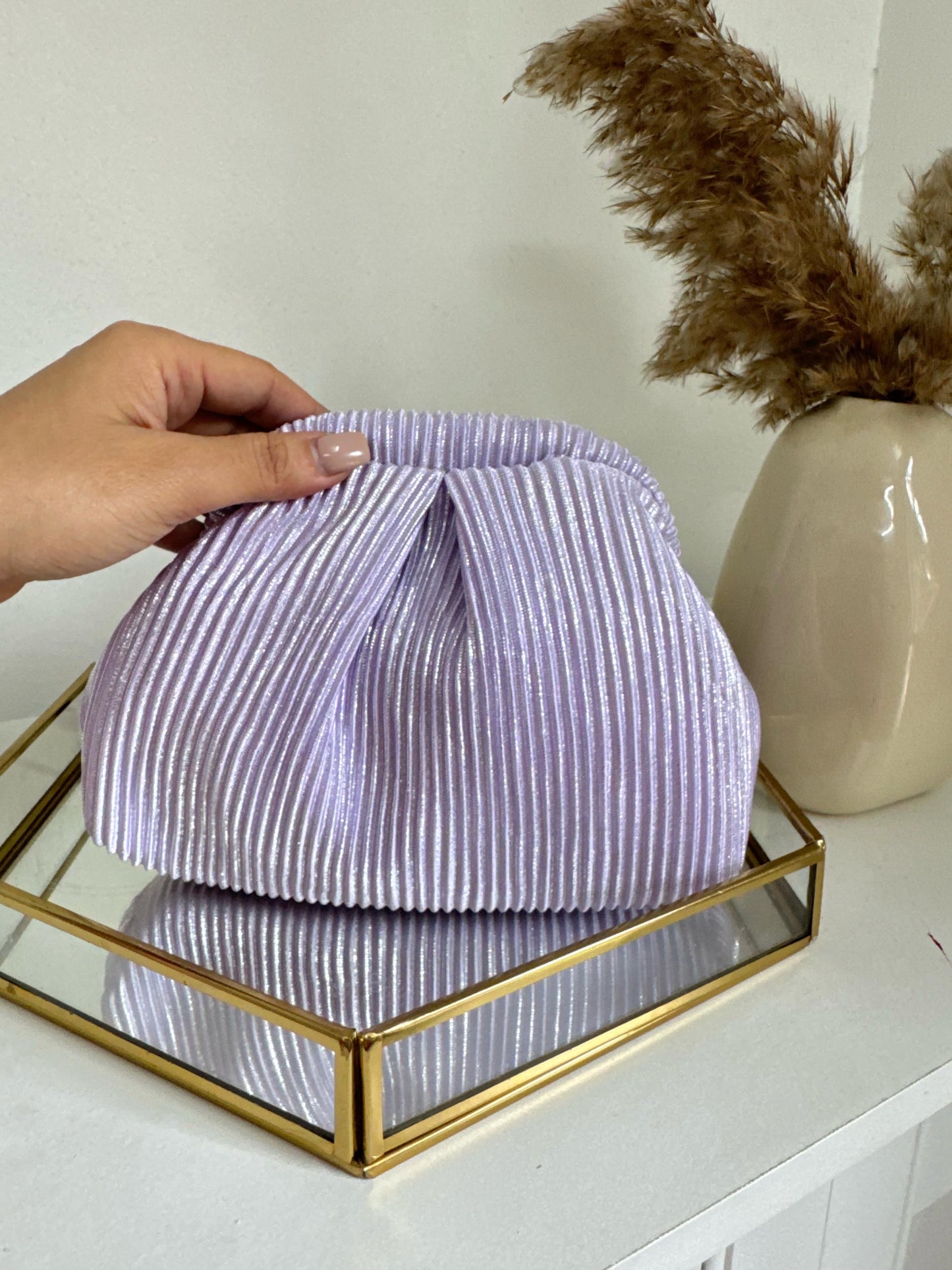 PLEATED MINI BAGS - LILAC CLUTCH BAG
