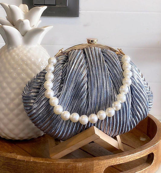 PLEATED MINI BAGS - METALIC CLUTCH BAG