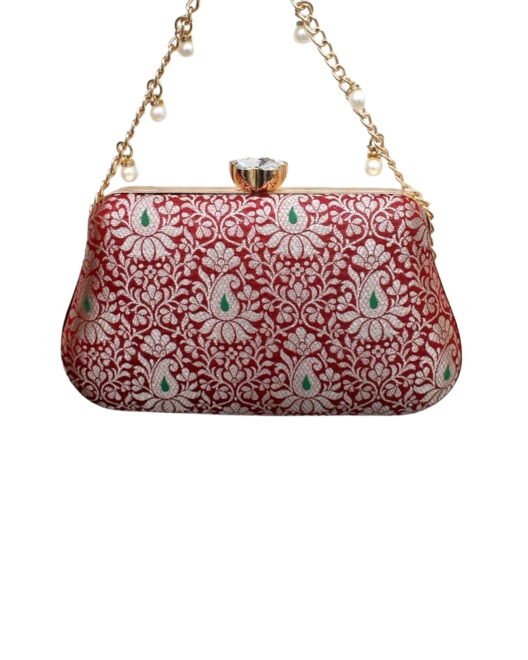 Banarasi Handcrafted Clutch – Elegant Festive Statement | Maroon