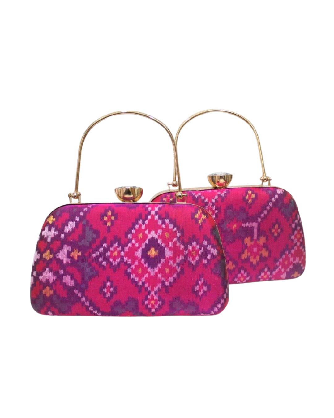 IKAT Handcrafted Clutch – Elegant Festive Statement | PINK