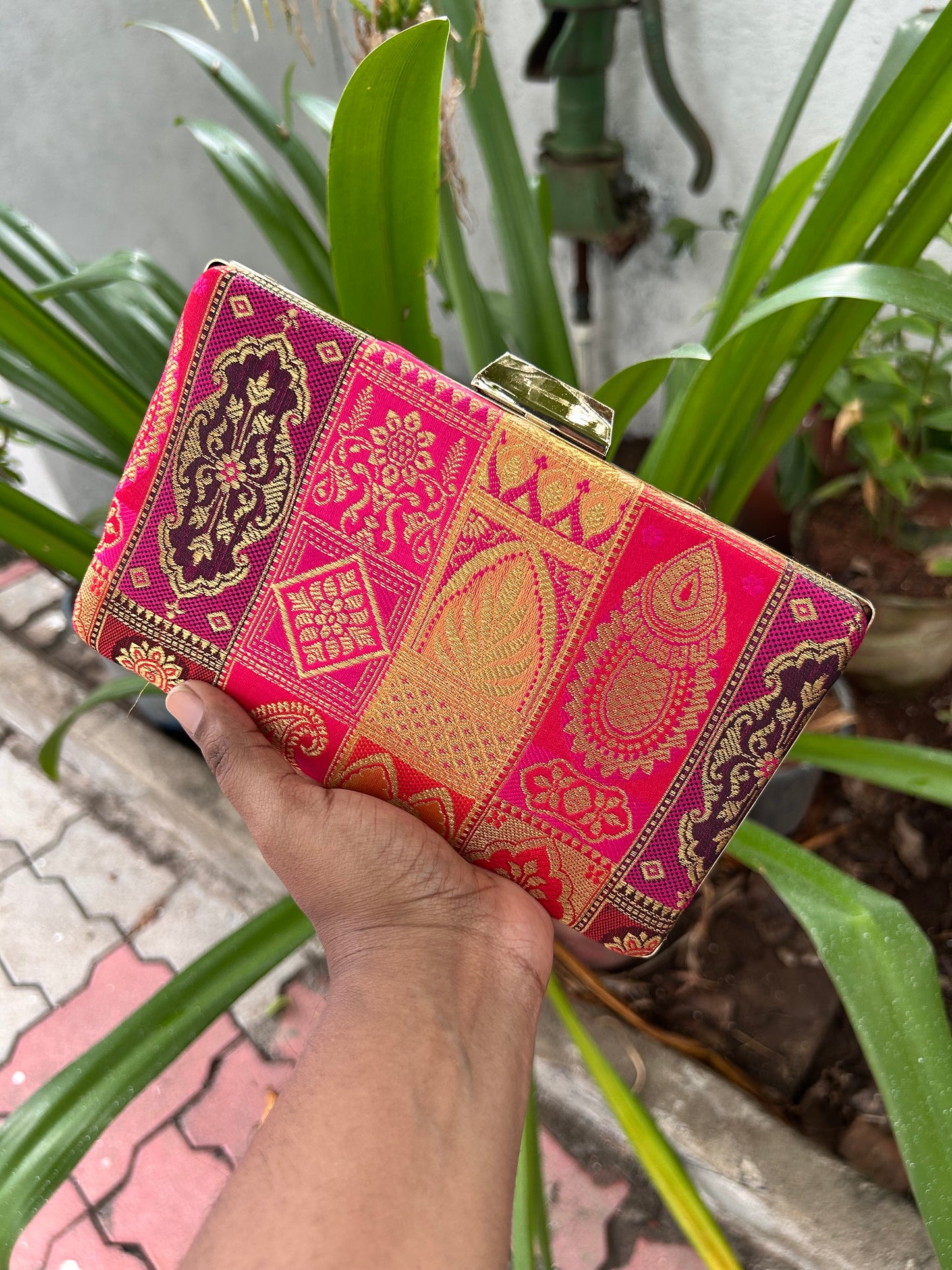 Multicolour  Banaras box  Clutch , Wedding Box clutch