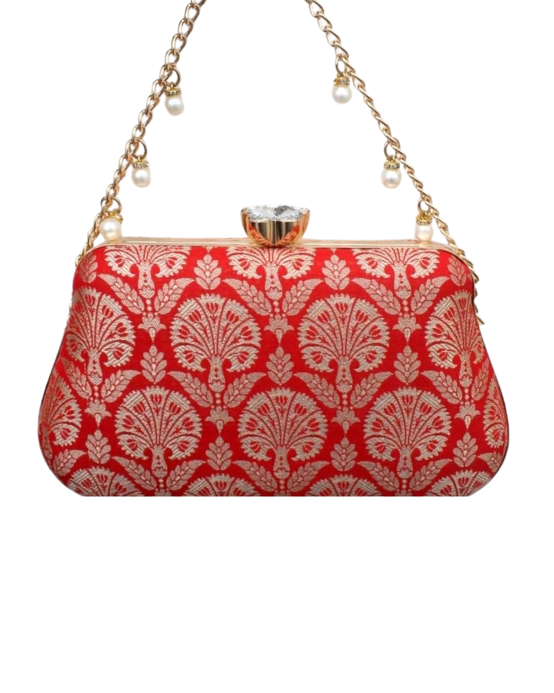 Banarasi Handcrafted Clutch – Elegant Festive Statement | RED