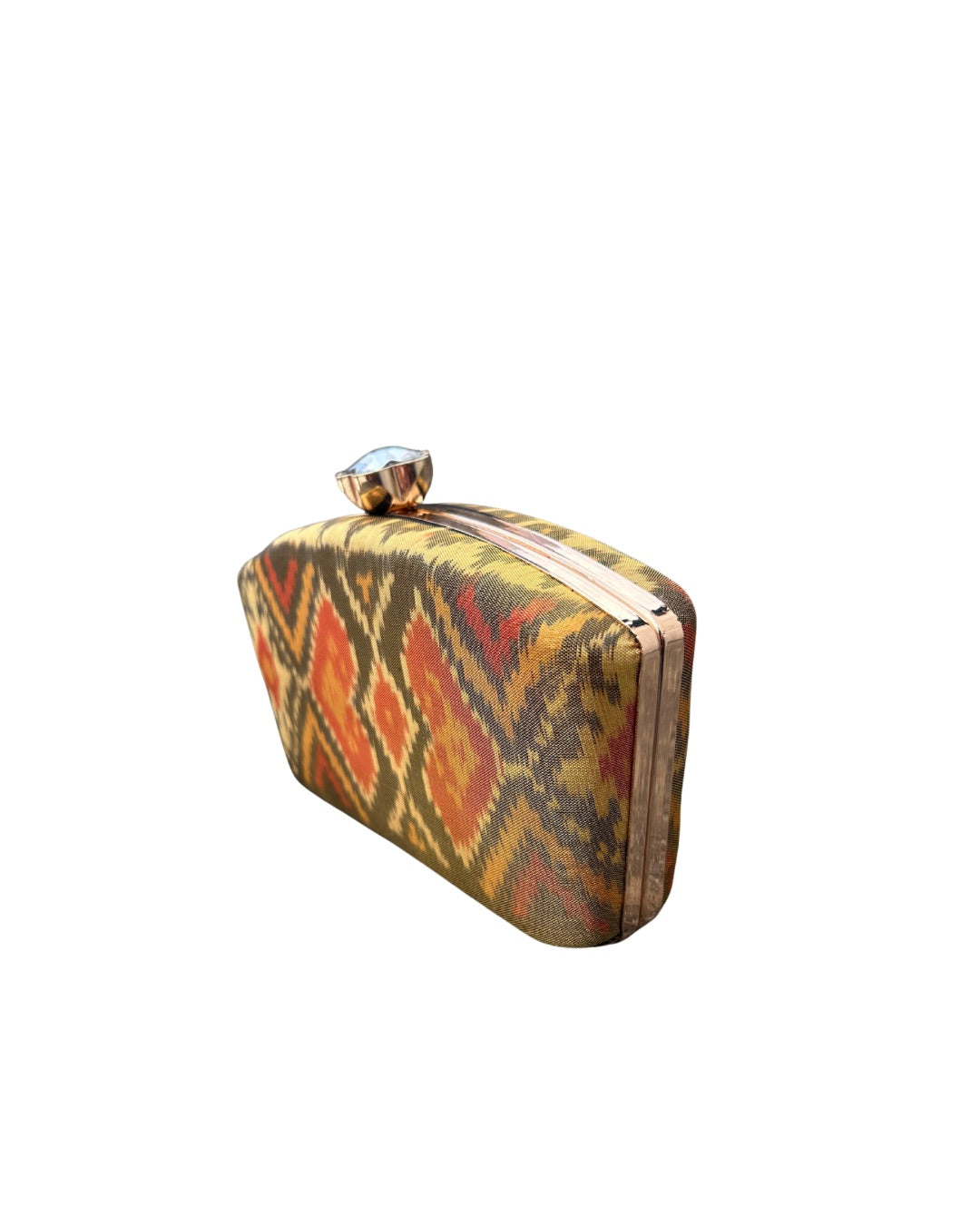 Ikat box clutch - Gold