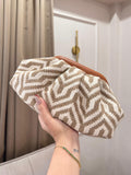Beige geometric chevron knitted cosmetic pouch makeup bag for women by Sache