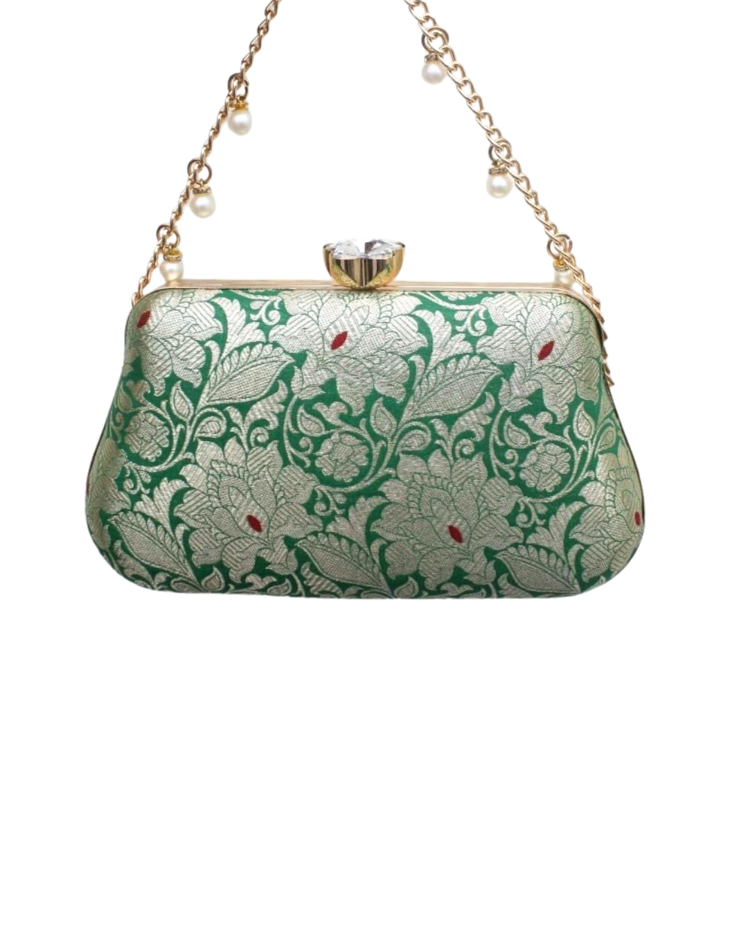 Banarasi Handcrafted Clutch – Elegant Festive Statement | Green