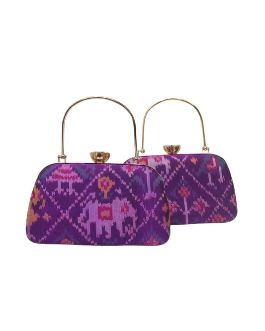 IKAT Handcrafted Clutch – Elegant Festive Statement | Purple