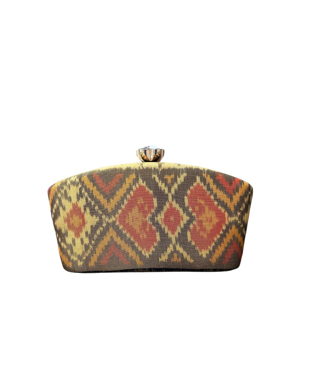 Ikat box clutch - Gold