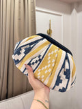 Yellow Geometric Knitted Cosmetic Pouch – Makeup Bag for Women | Sache