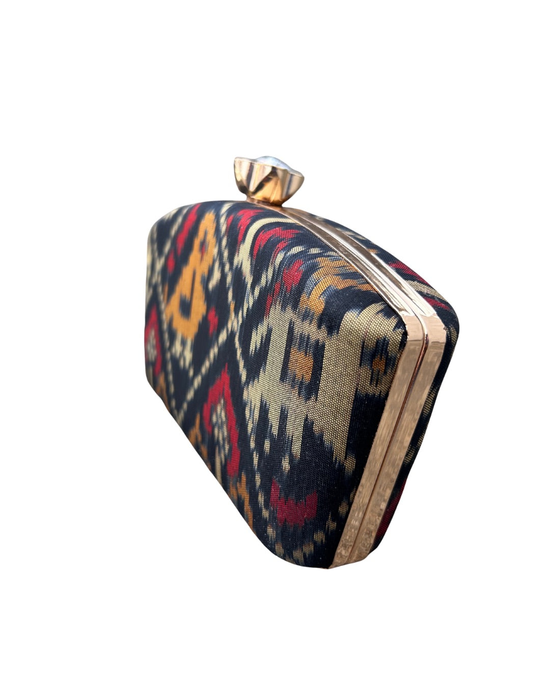 Ikat box clutch - Black
