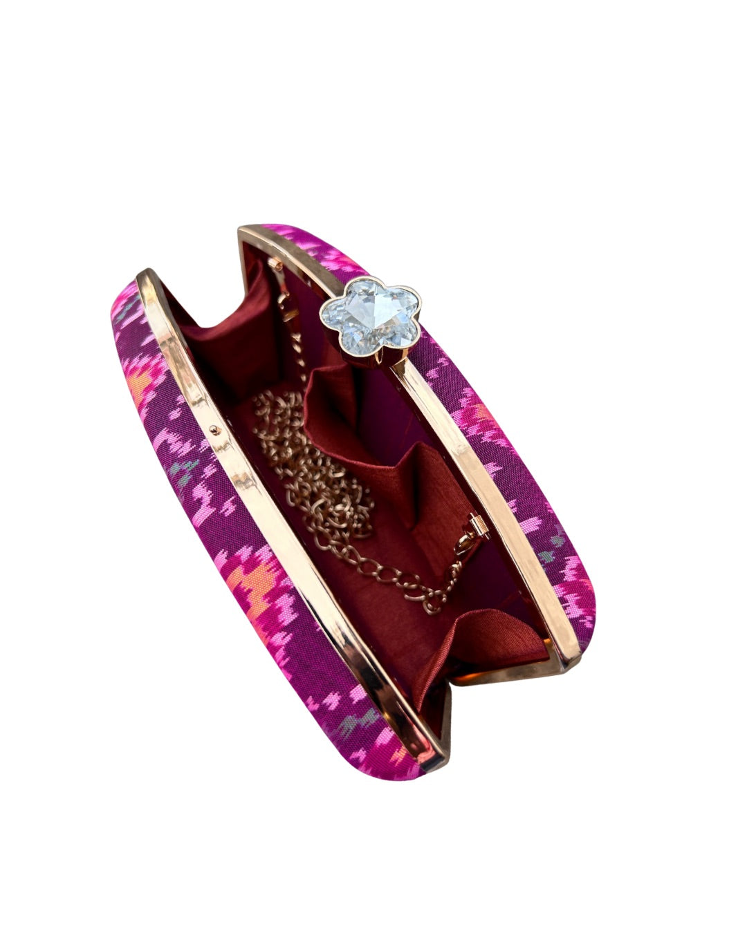 Ikat box clutch - Purple