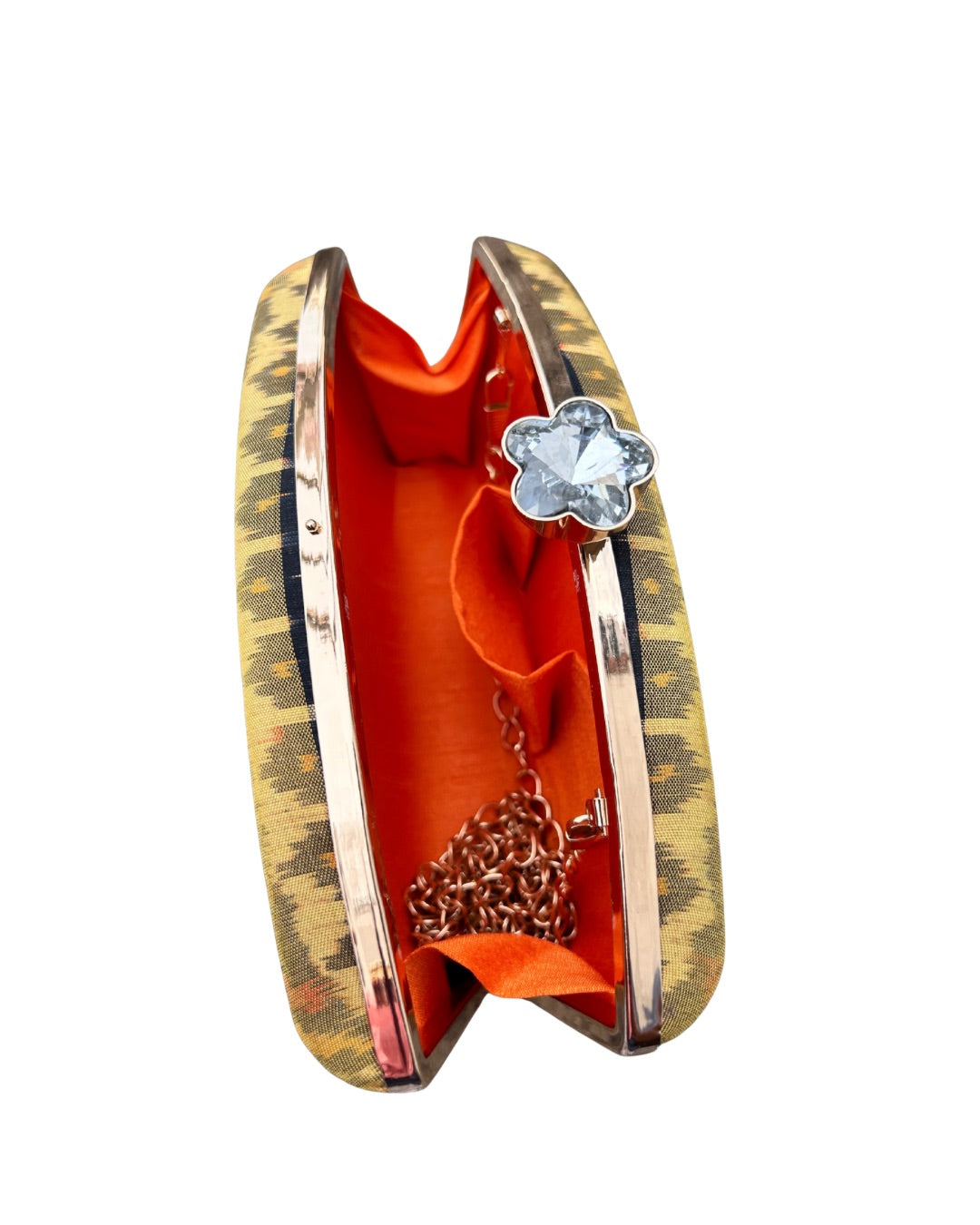 Ikat box clutch - Gold