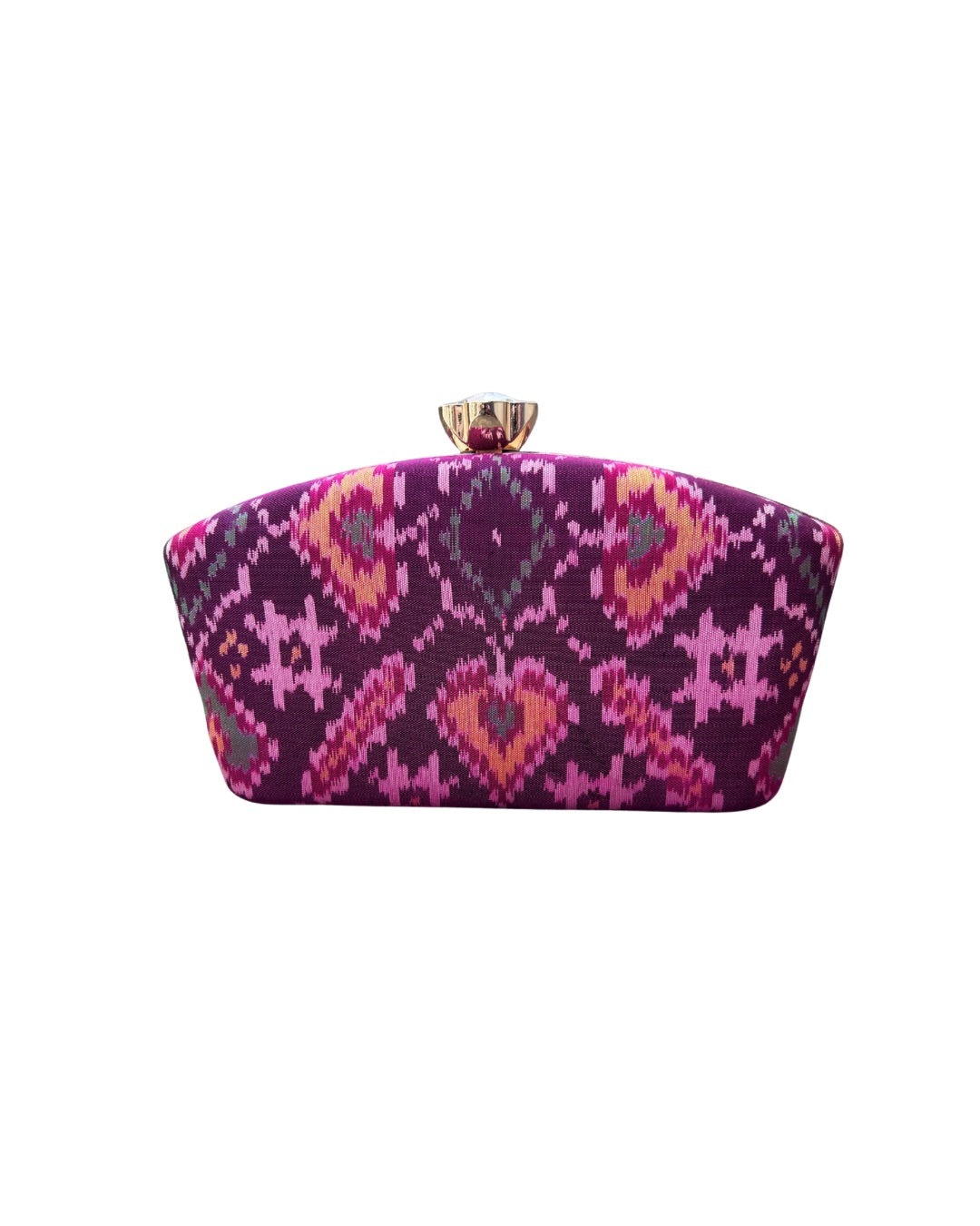 Ikat box clutch - Purple