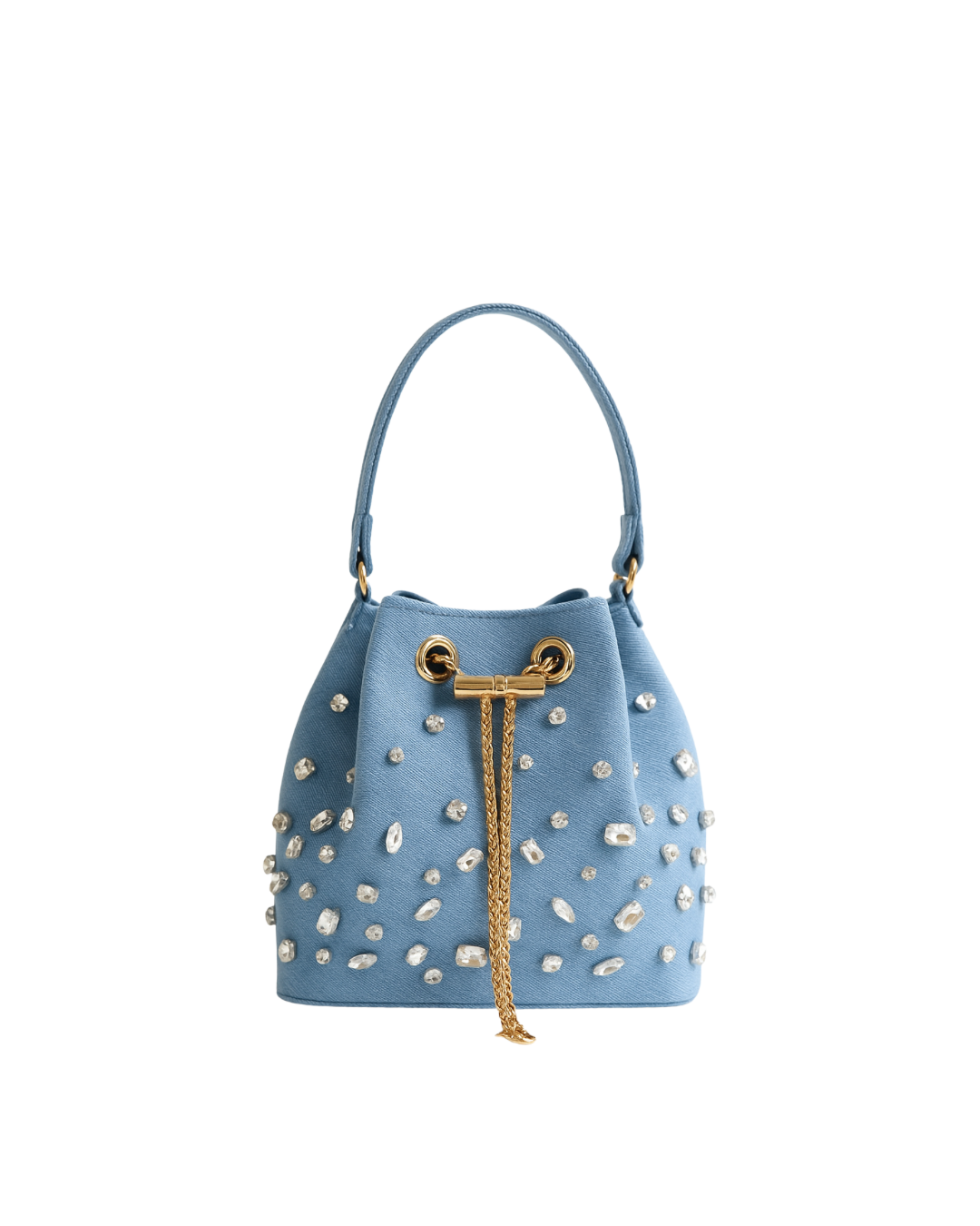 FADED DENIM - EMBELLISHED BUCKET BAG