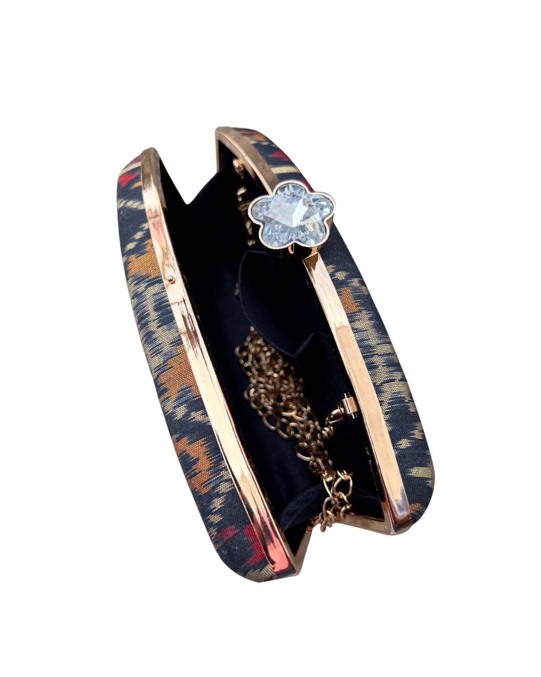 Ikat box clutch - Black