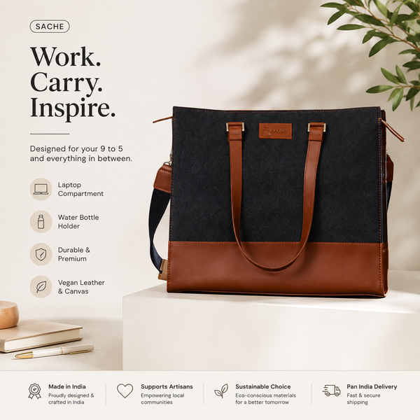 Sache Denim Office Tote Bag for Women