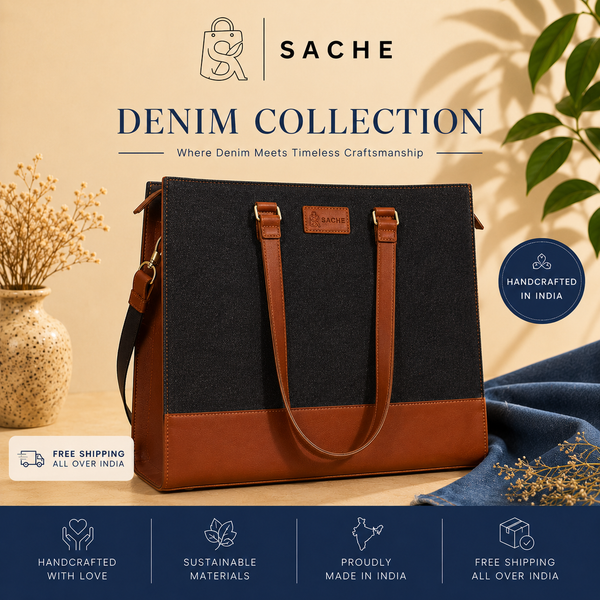 Sache Denim Office Tote Bag for Women