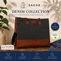 Sache Canvas Charcoal & Tan Office Tote Bag for Women