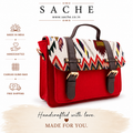 Sache Red Ikat Flap Mini Satchel – Handwoven Crossbody Bag