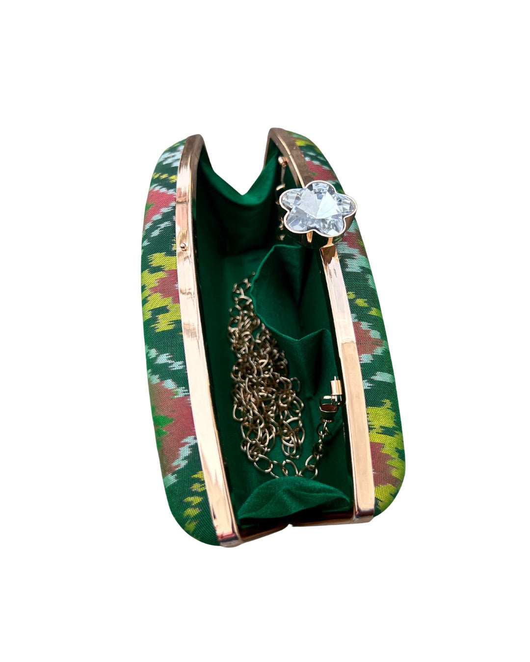 Ikat box clutch - Green