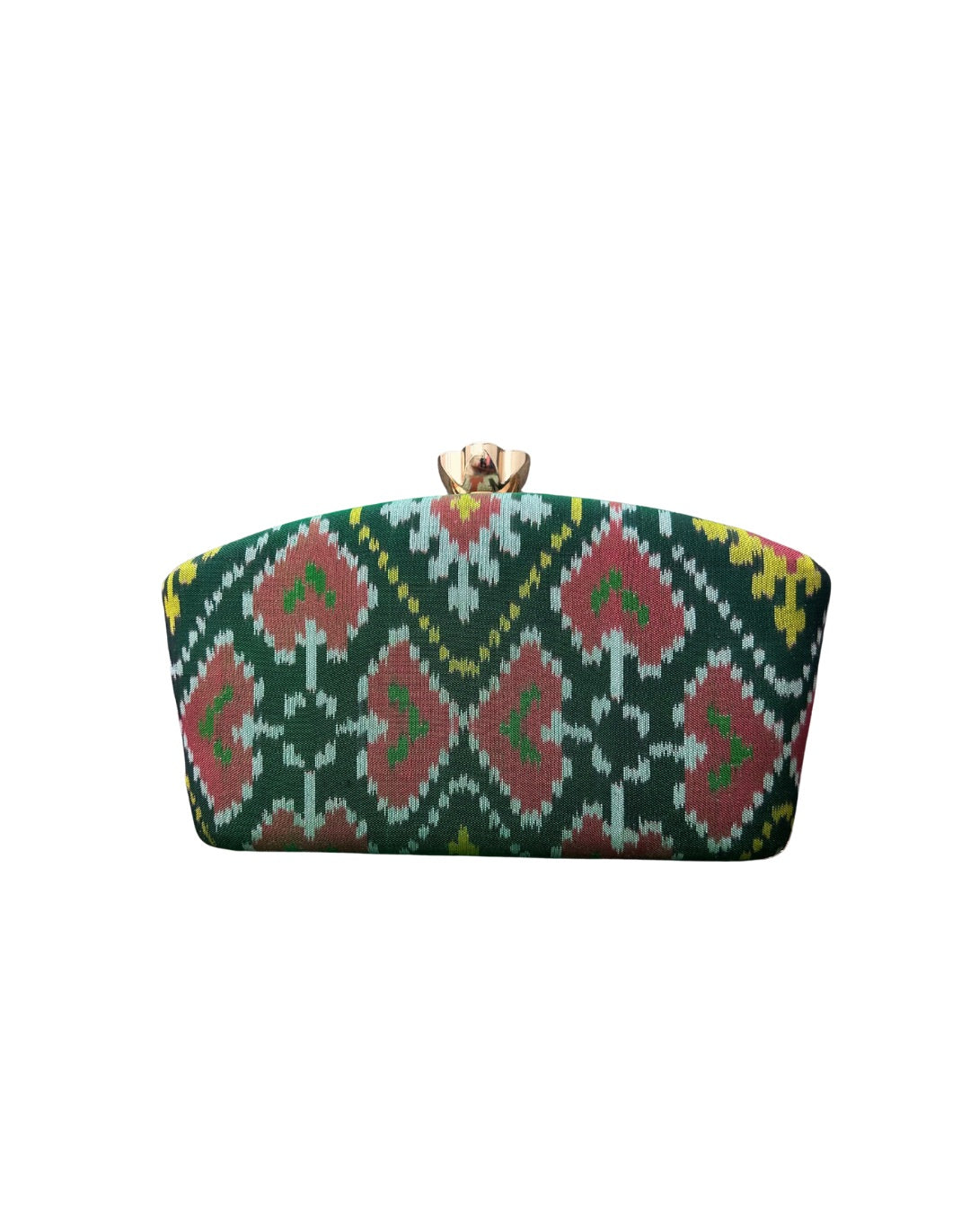Ikat box clutch - Green