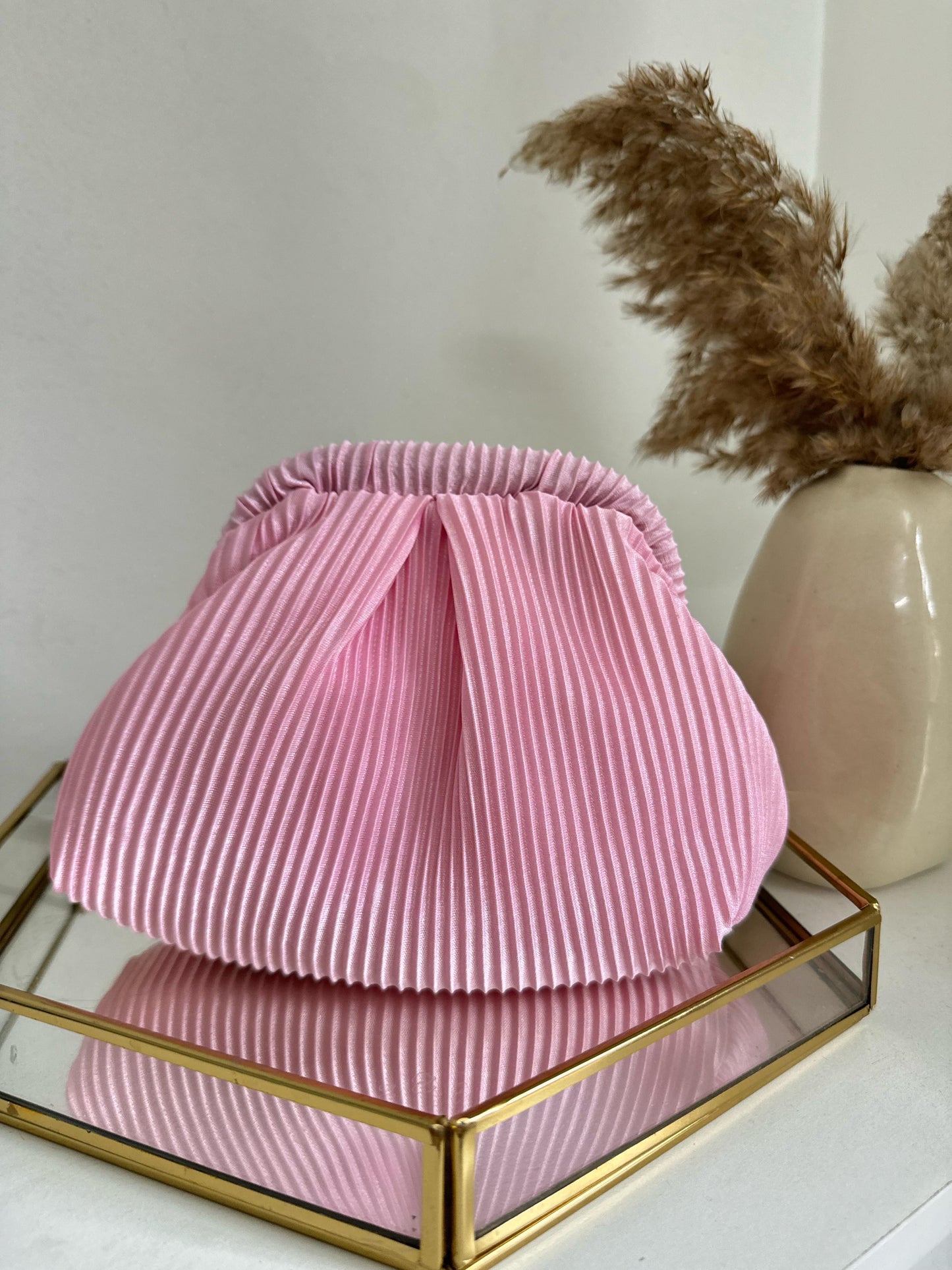 PLEATED MINI BAGS - PINK CLUTCH BAG
