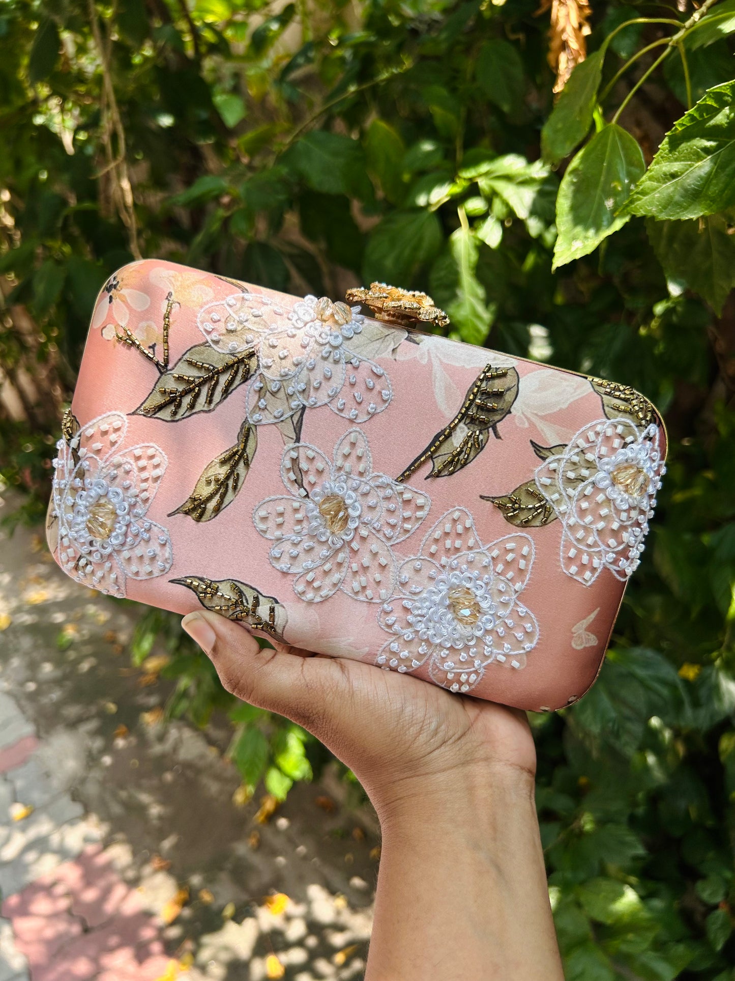 THREAD WORK PASTEL FLORAL CLUTCHES