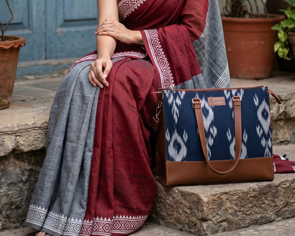 Workbag for Office - Women Handbags - Everyday Tote - Handcrafted in India - Ikat