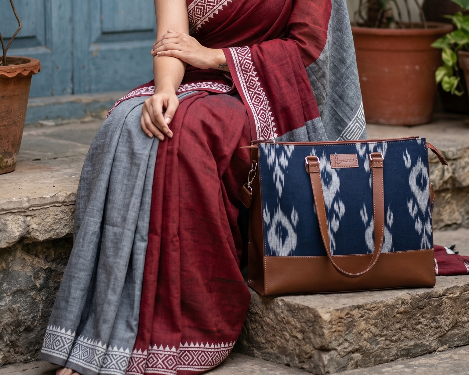 Workbag for Office - Women Handbags - Everyday Tote - Handcrafted in India - Ikat