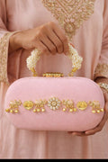 Buy Designer Box Clutches For Women Online 2026-  Suede base with kundan embellished Box Clutches (Copy) (Copy) (Copy)