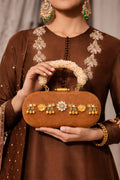 Buy Designer Box Clutches For Women Online 2026-  Suede base with kundan embellished Box Clutches (Copy)