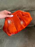 Organza Zari Floral Batua Clutch Bag – Dark Orange | Ethnic Potli Purse