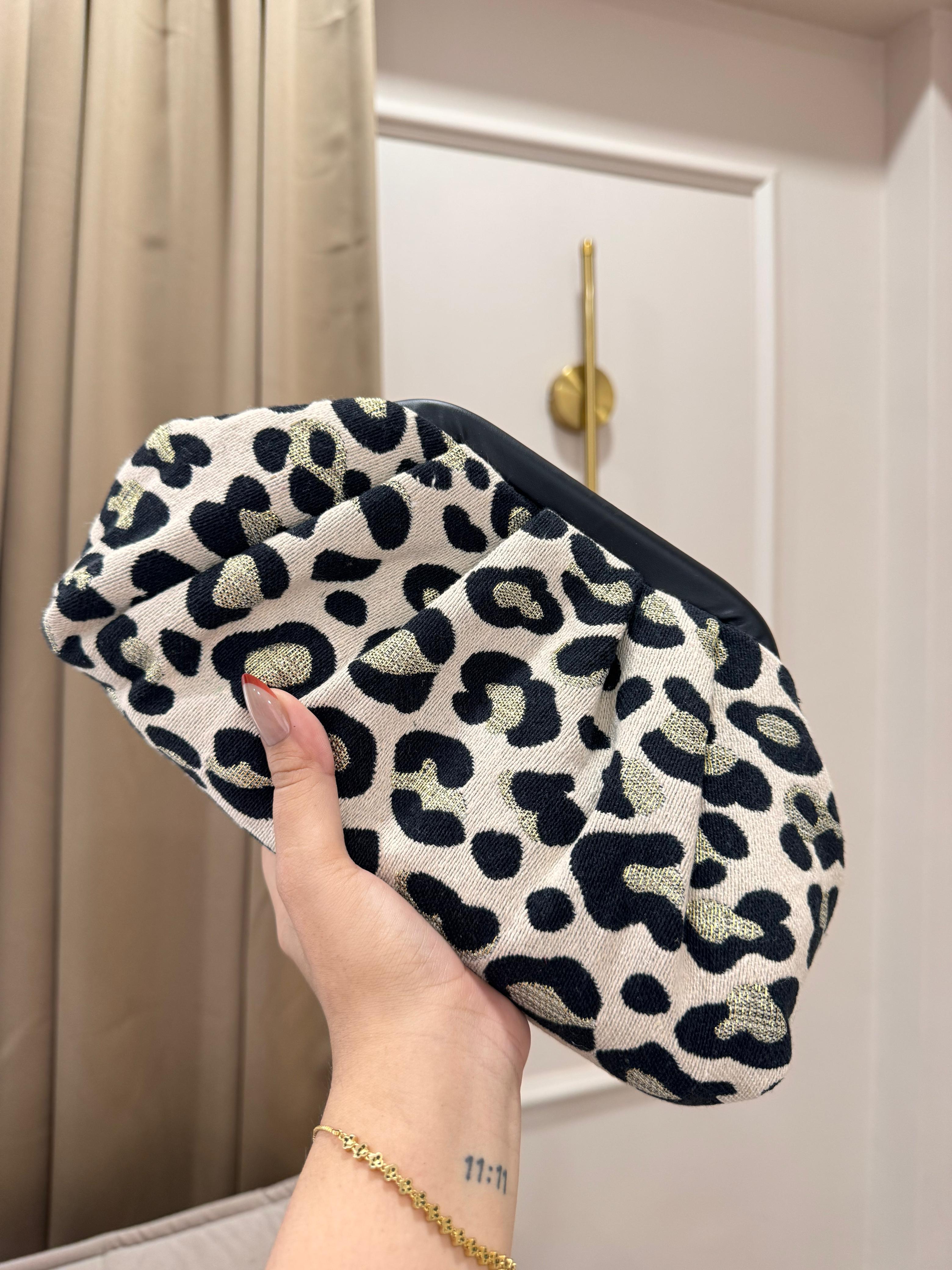 Leopard print knitted cosmetic pouch makeup bag for women by Sache