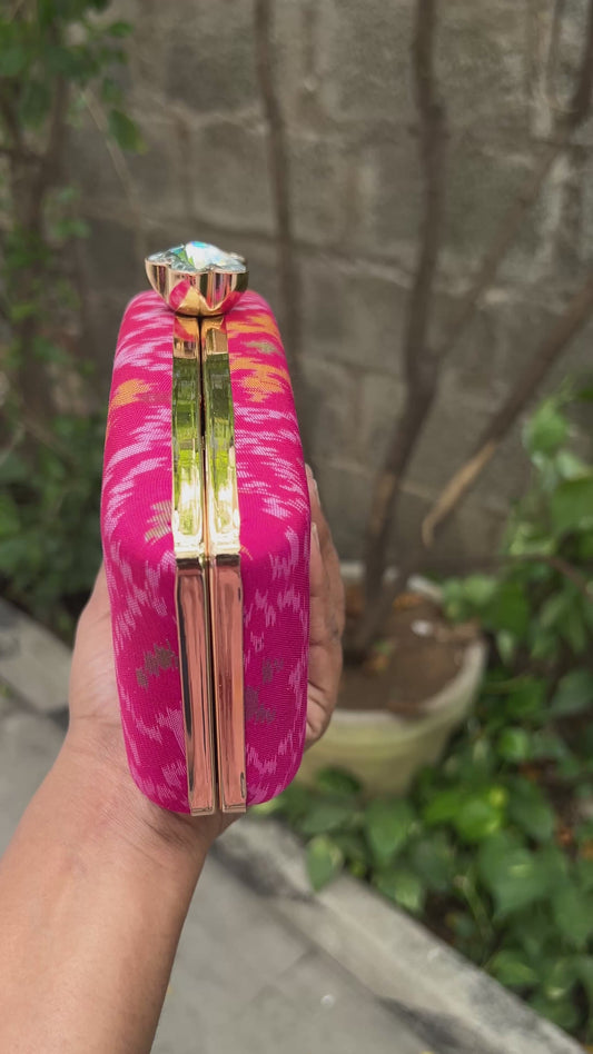 Ikat box clutch - Pink