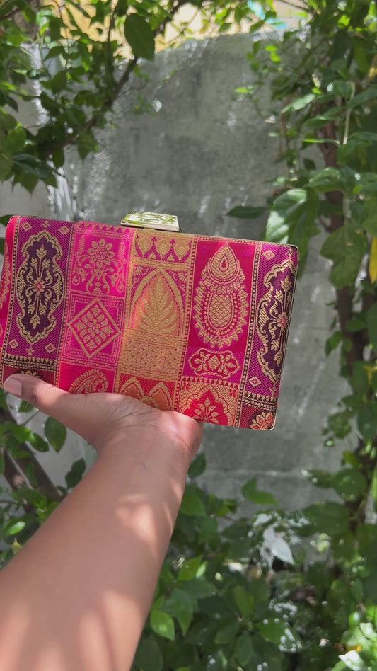 Multicolour  Banaras box  Clutch , Wedding Box clutch