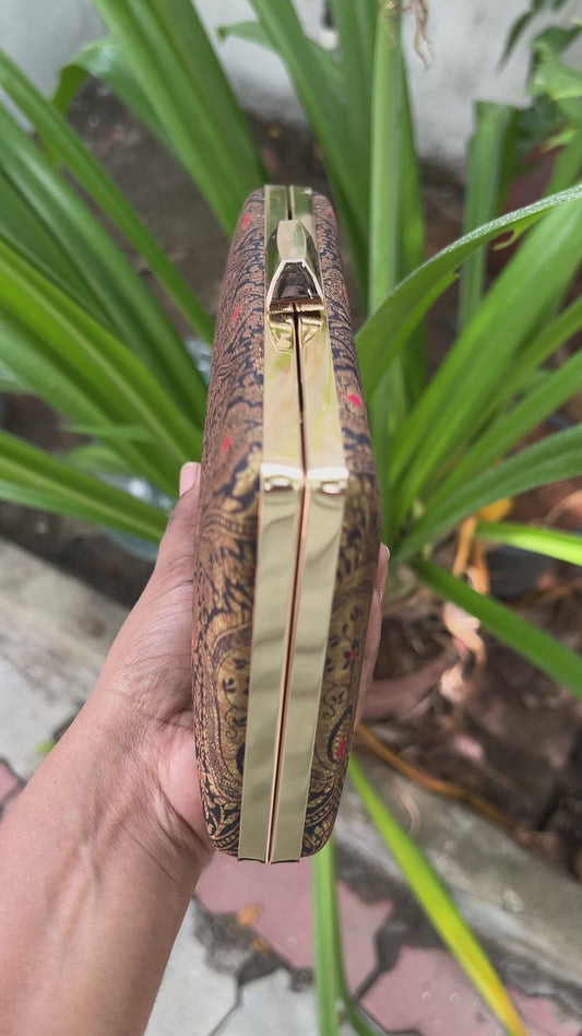 Black Banaras box  Clutch , Wedding Box clutch