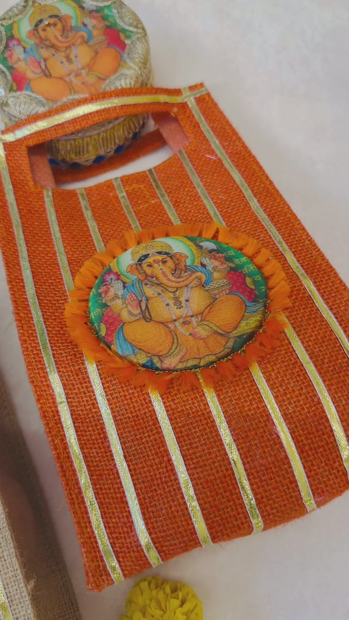 Sache Ganesha jute gift bag video
