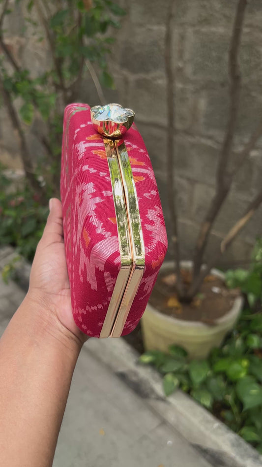 Ikat box clutch - Red