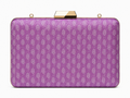 Ila orchid purple Banarasi silk box clutch with silver buti motifs and gold frame